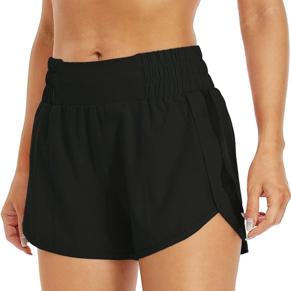 REKITA Black Womens Athletic Shorts